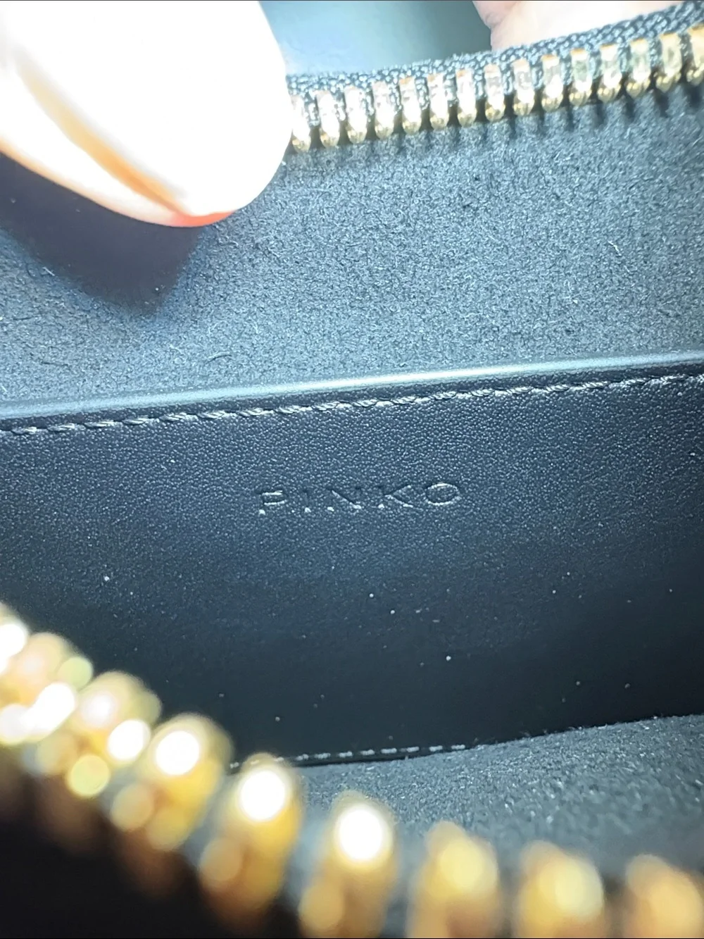 PINKO NEW Brioche bag in black with gold tone rhinestones and gold love birds.